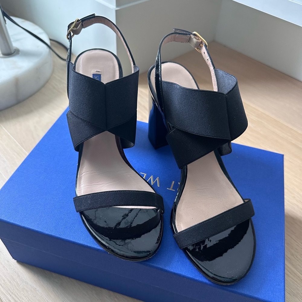 Black sandals block heels